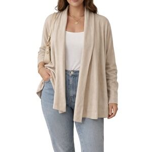 Pacas Pima Alpaca Cardigan Large Open Front Neutral Soft Luxury